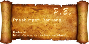 Presburger Barbara névjegykártya